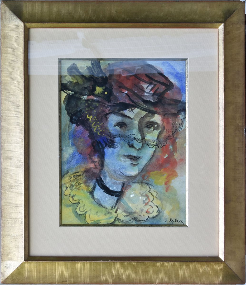 Issachar RYBACK "Femme à la voilette"  aquarelle 33x25
